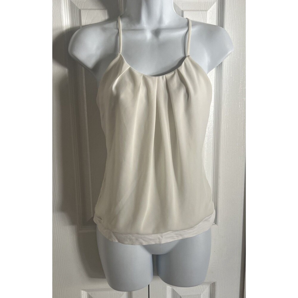 Express Cami Tank Top Women XS Off White Pleated Tie Back Sleeveless Casual Boho